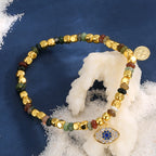 B0281 Vintage Demon Eye Zircon Inlaid Beaded Design Indian Agate Stone Bracelet