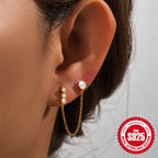 New925Sterling Silver Inlaid Diamond Five-Pointed Star Chain Tassel Ear Thread Earrings Hot-Selling Minimalist Style Earrings for Women