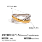 Stainless Steel Color Block Ring Earrings Open Bracelet Beaded Bracelet Jewelry