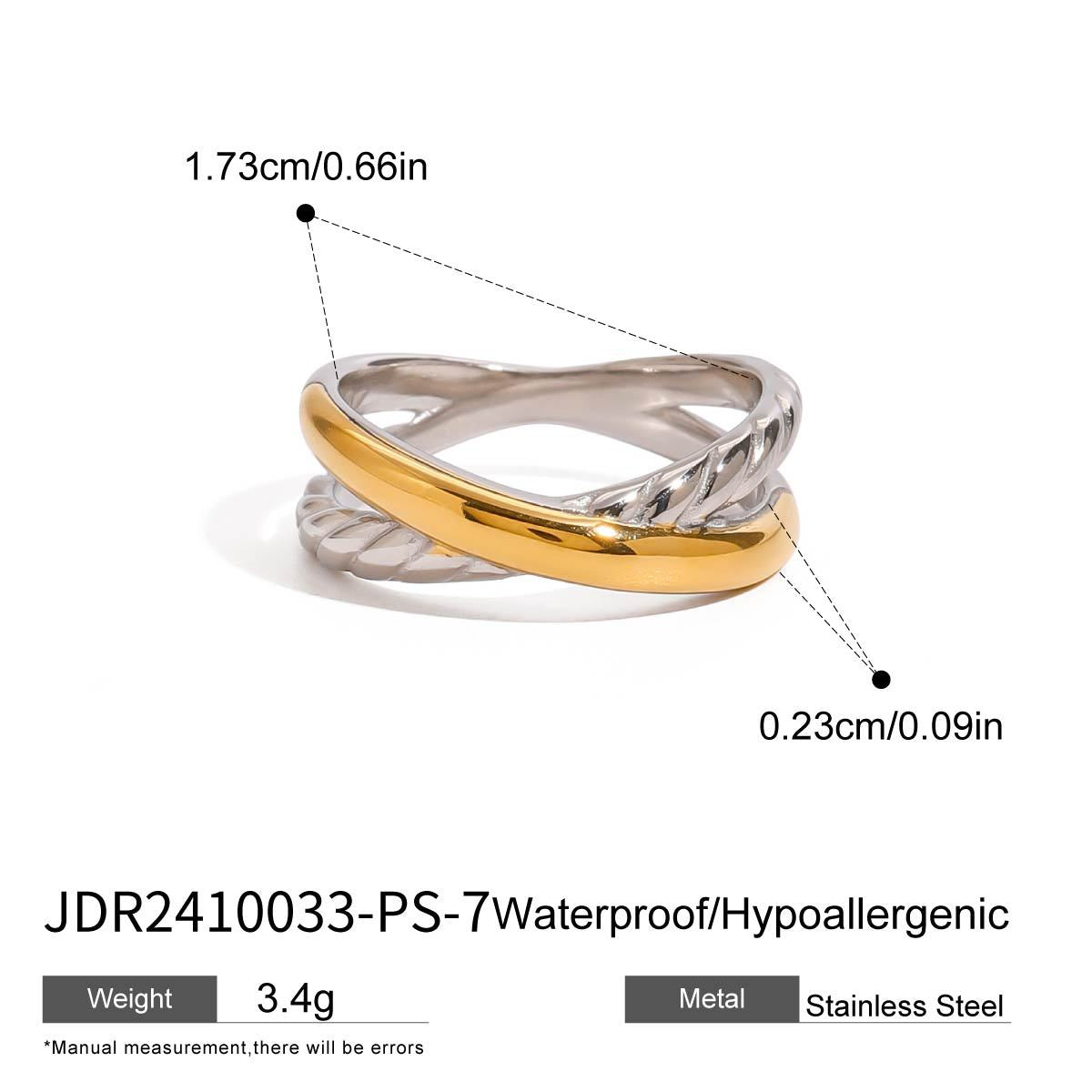 Stainless Steel Color Block Ring Earrings Open Bracelet Beaded Bracelet Jewelry