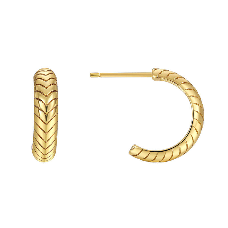 E0466 Fashion Wheat Ear Half Round Earrings for Women Vintage Elegant C Simple and Versatile Hoop Earrings