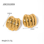 2H New style stainless steel earrings18k Gold Non-Fading Earrings Spiral Wave Strip Earrings