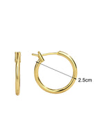 E0307 Simple Versatile Geometric Round Small Hoop Earrings for Women, Multiple Sizes, Gold-Plated Minimalist Ear Cuffs