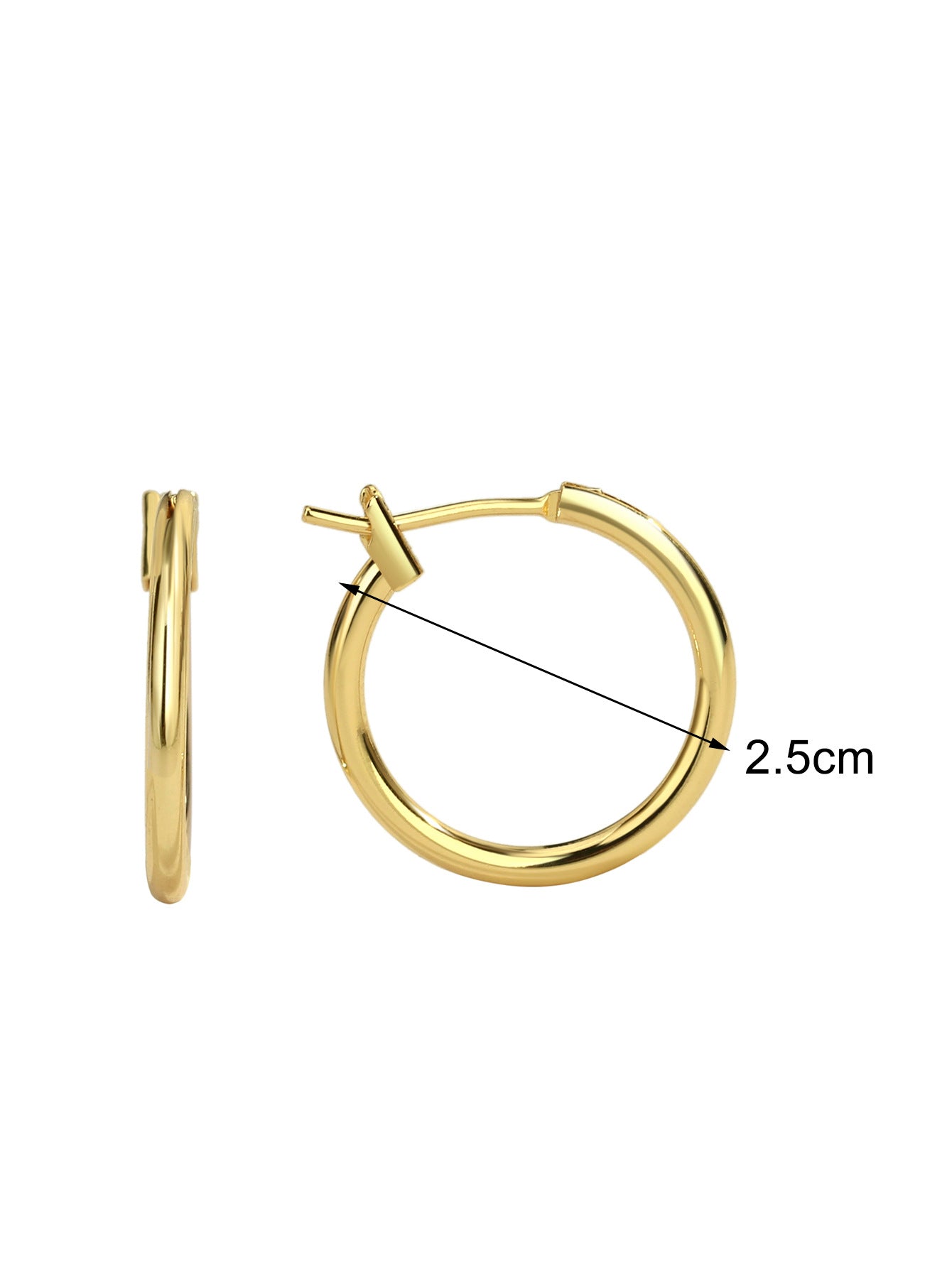 E0307 Simple Versatile Geometric Round Small Hoop Earrings for Women, Multiple Sizes, Gold-Plated Minimalist Ear Cuffs