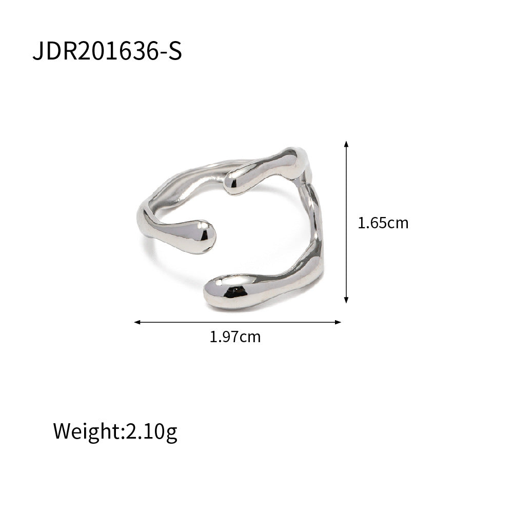 Stainless Steel Color Exaggerated Open Ring rings