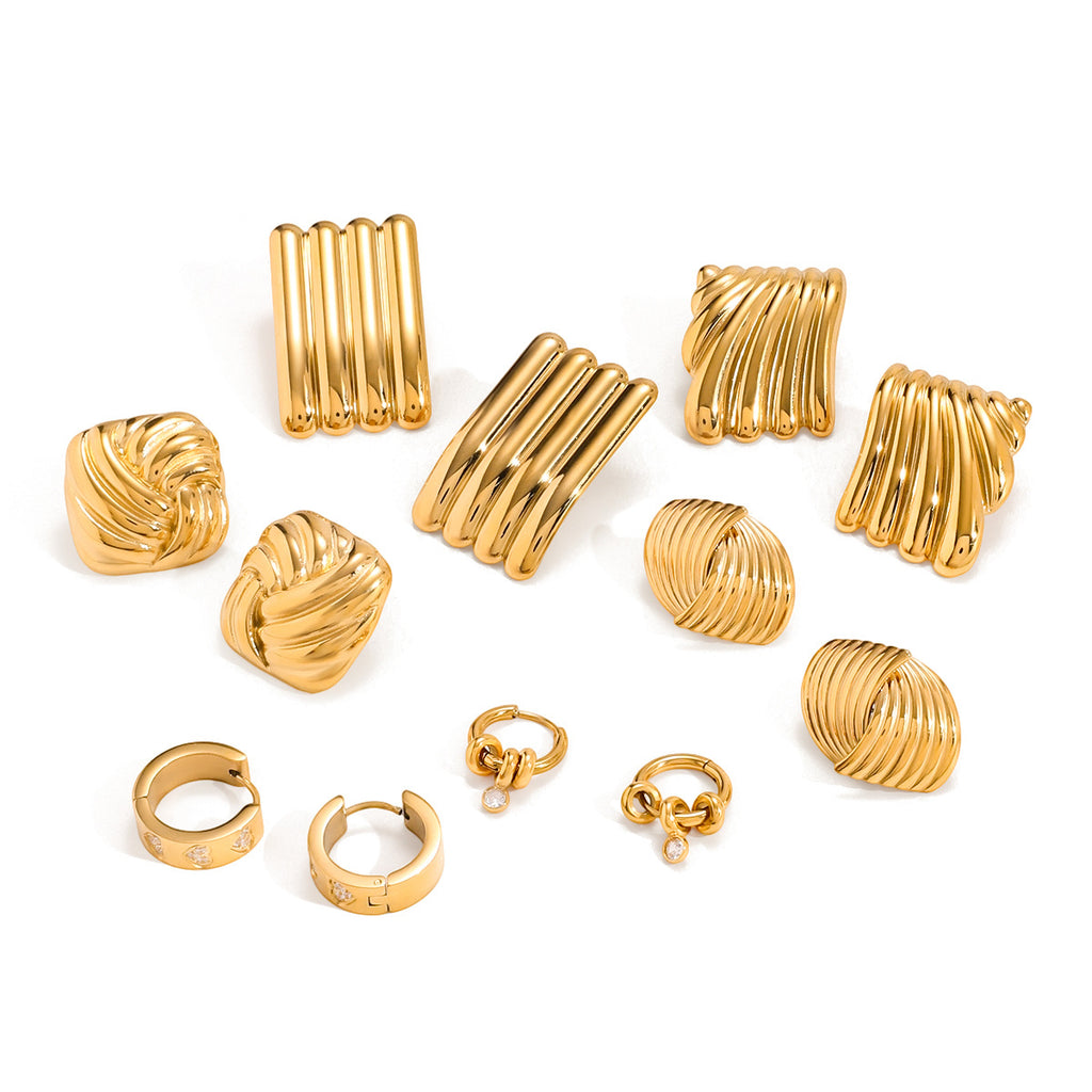 Stainless Steel gold Earrings Zircon Earrings Jewelry18k Ornament