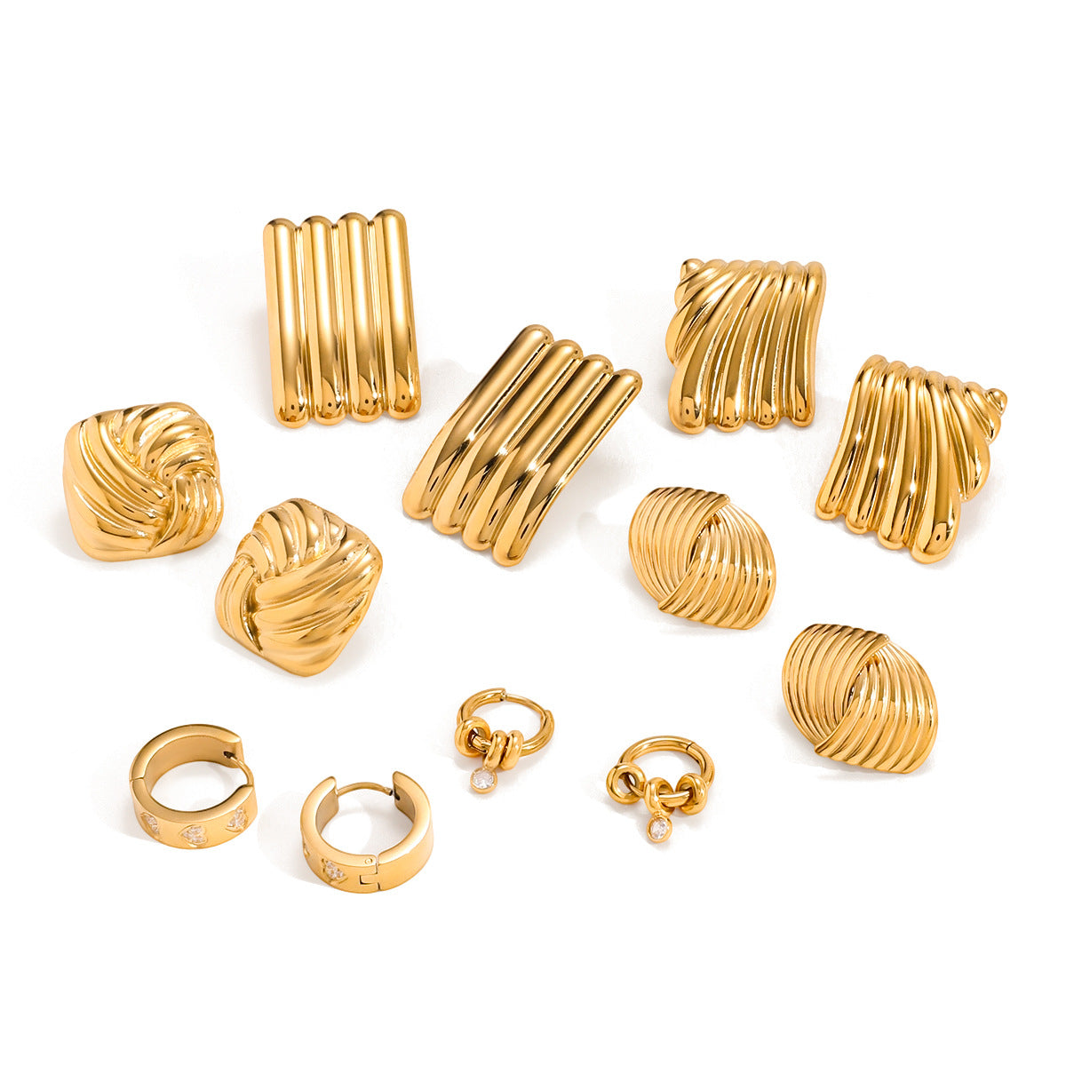 Stainless Steel gold Earrings Zircon Earrings Jewelry18k Ornament