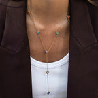 Rhinestone Tassel Necklace Collarbone Chain Stainless Steel Y Chain Jewelry