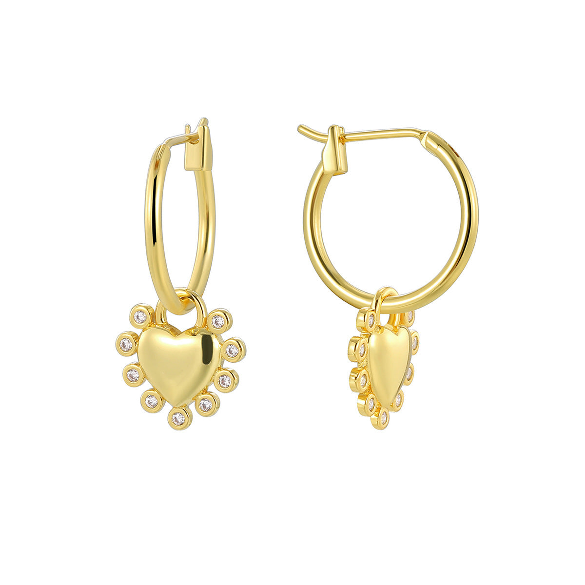 E0811 Retro Fashion Design Earrings for Women Gold-Plated Zircon Heart Drop Earrings