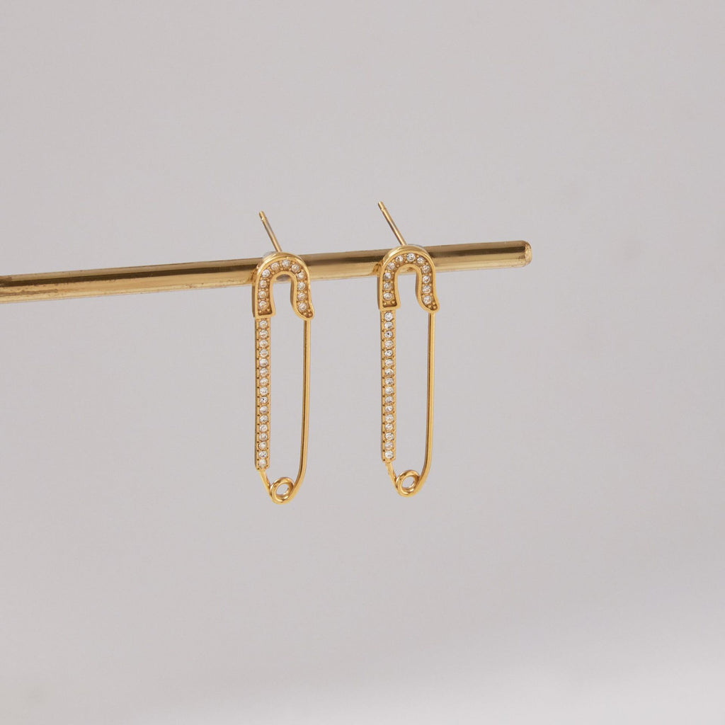 2H Rhinestone Paperclip Earrings Non-Fading Ear Jewelry Stainless Steel Accessories