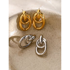 2H New18k Gold Stainless Steel/Simple Retro Wrapped Earrings Fashion Simple Hollow Earrings