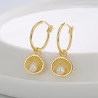 E0829 retro Elegant Design Earrings Female Shell Shape Inlaid Shell Beads Ear Jewelry
