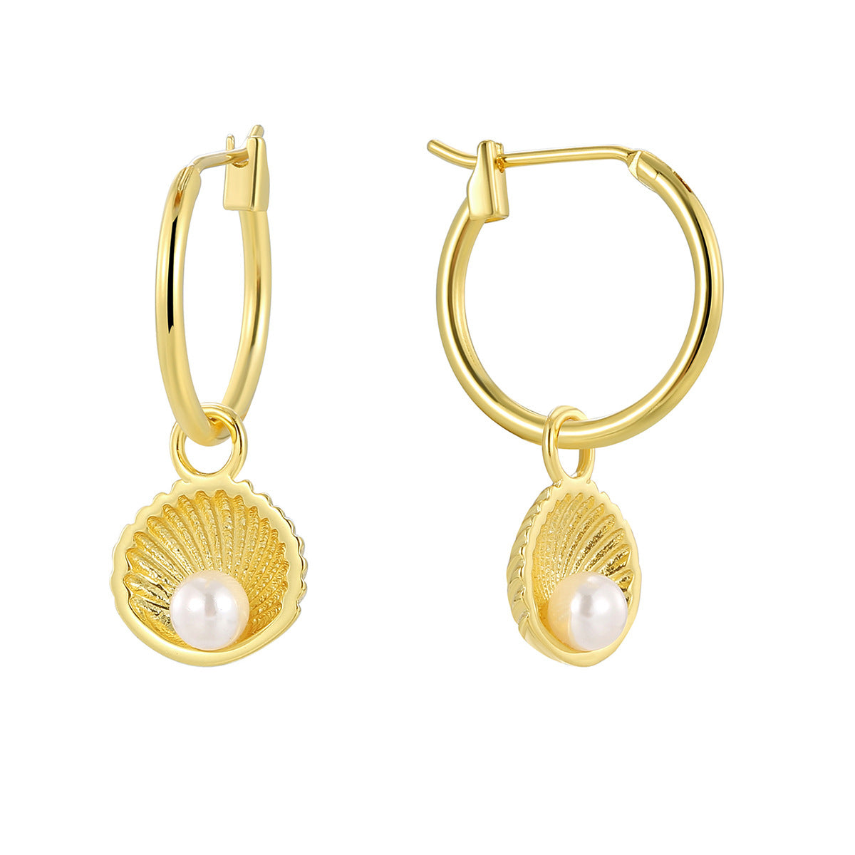 E0829 retro Elegant Design Earrings Female Shell Shape Inlaid Shell Beads Ear Jewelry