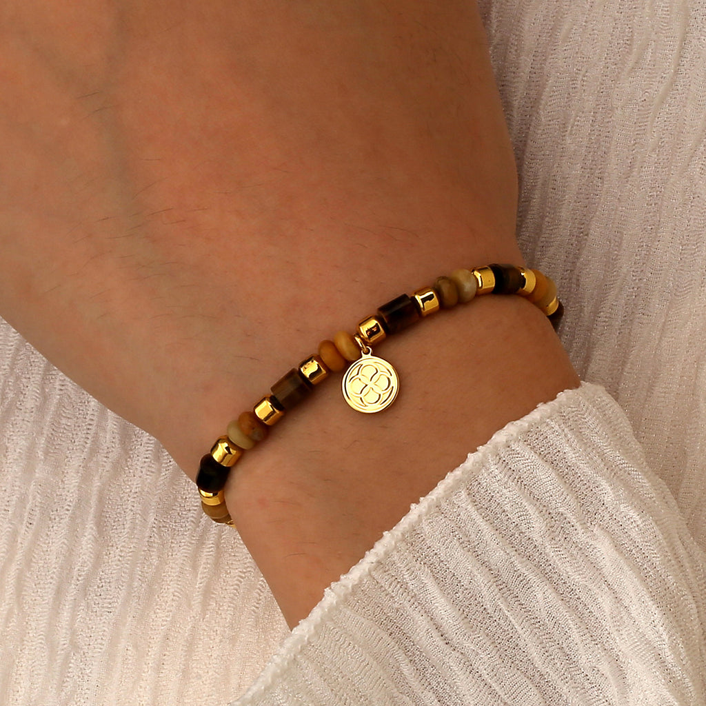B0339  Simple Pendant Beaded Bracelet Fashion Tiger Eye Stone Beaded Jewelry