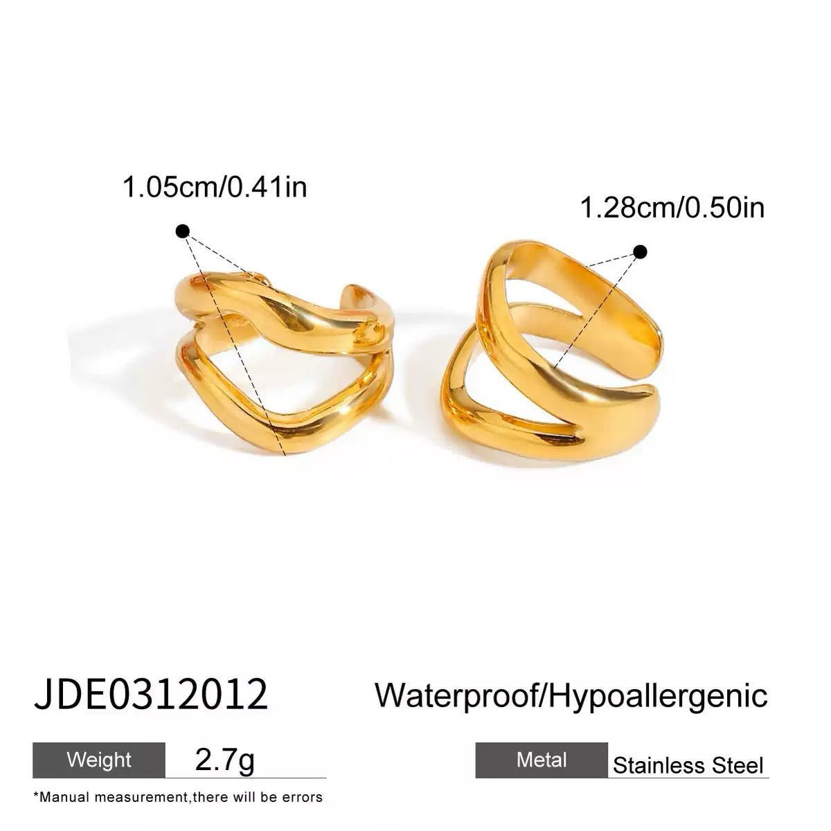 14K Gold Stainless Steel Three-Layer Hollow Earrings Jewelry for Women