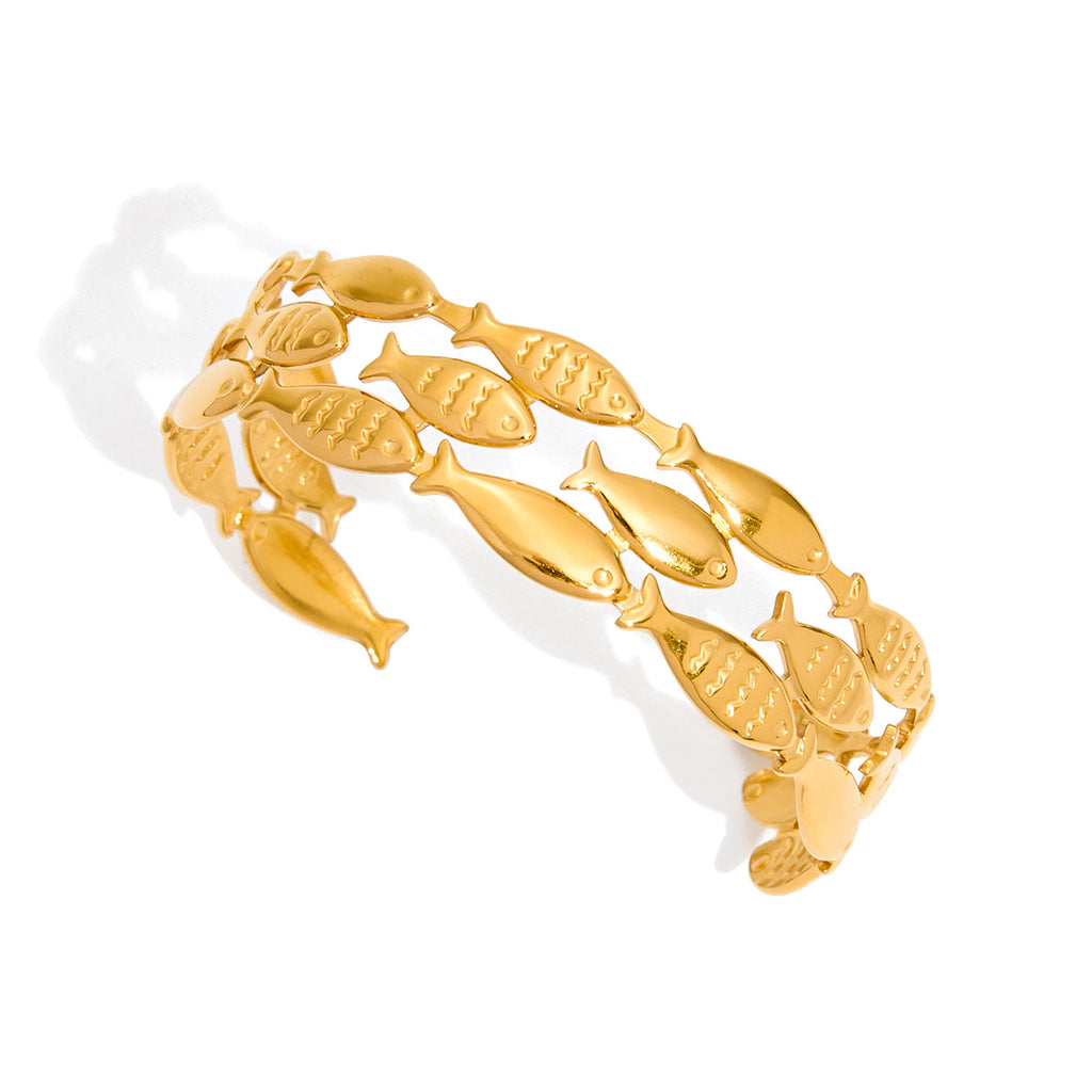 Stainless Steel Hammered Hollow Bracelet Smooth Round Ring Jewelry Non-Fading