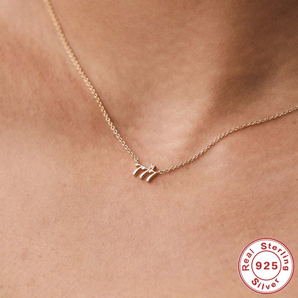 S925 Sterling Silver Angel Number Collarbone Necklace