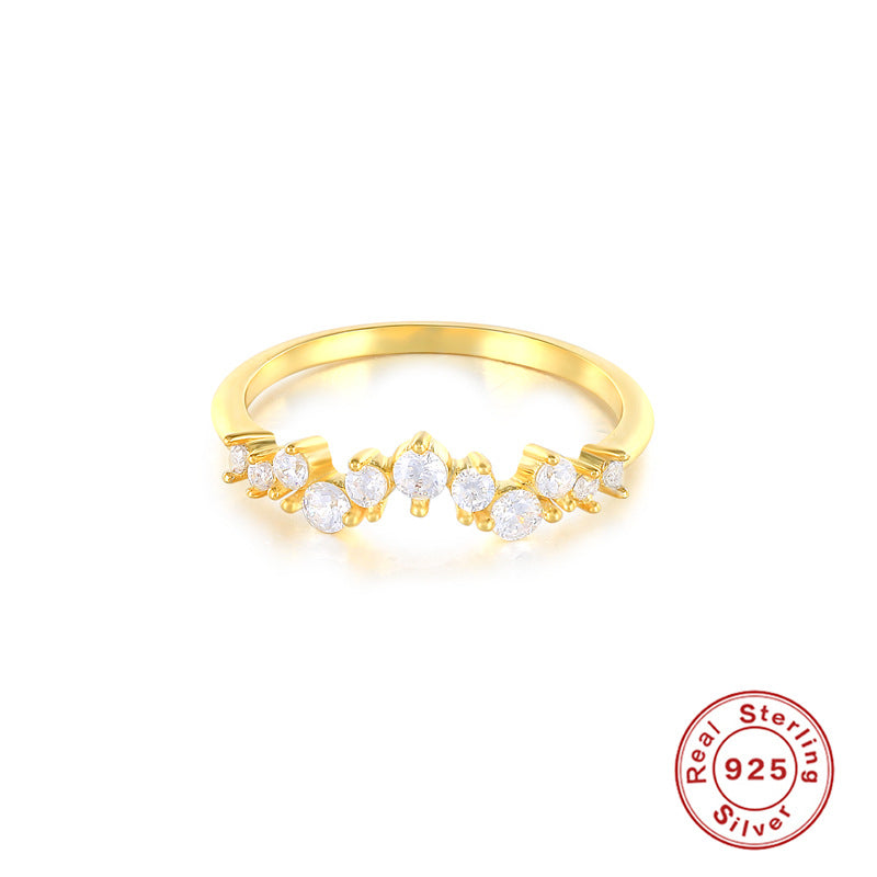 S925Sterling Silver Creative Irregular Single Row Diamond Ring Korean Style Hot-Selling Index Finger Ring