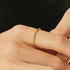 R0267  Twisted Copper Inlaid Zirconia Real Gold Plated Ring Minimalist Personality Ring for Women Trendy