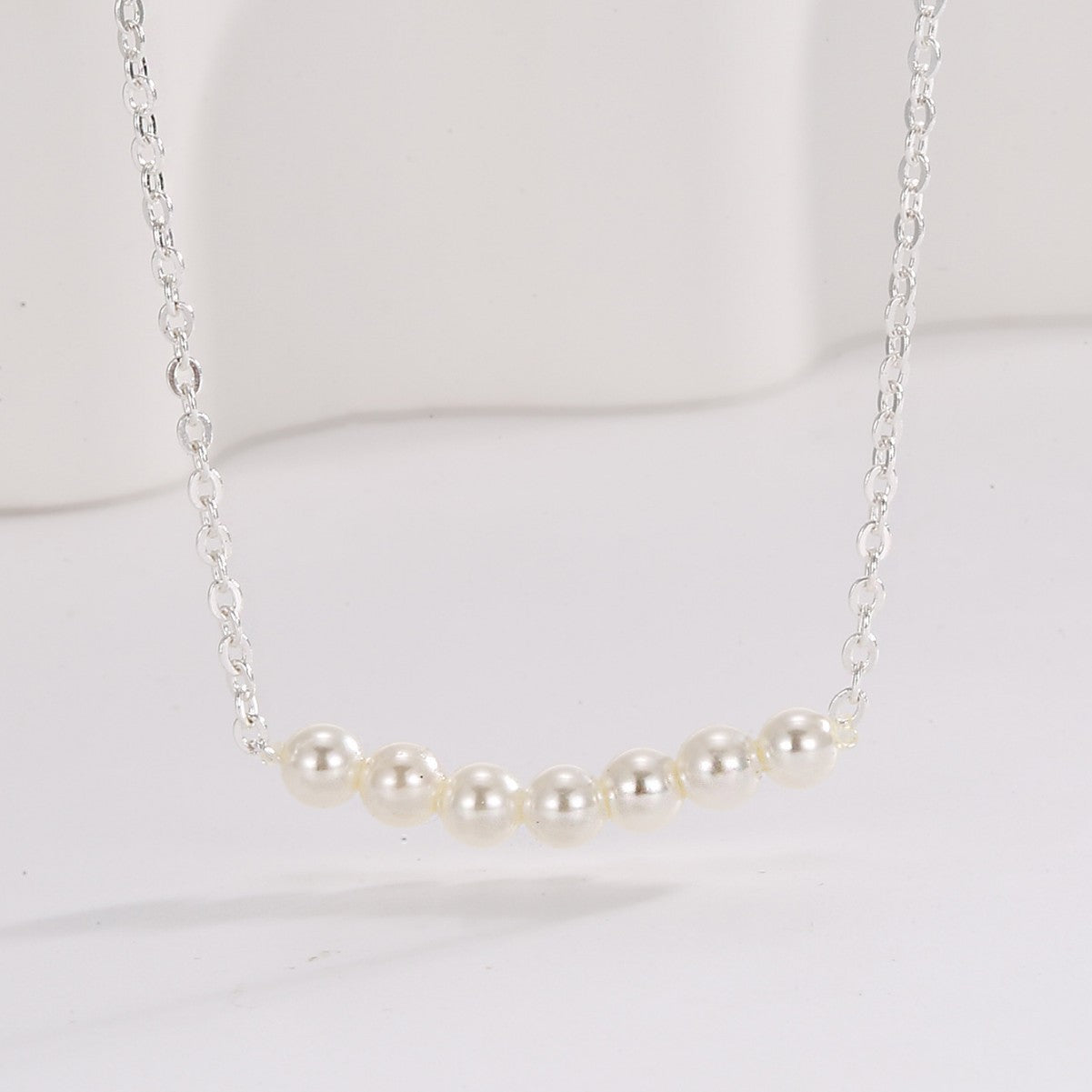 SN0091 S925 Silver Bead Necklace Collarbone Chain Pendant For Women