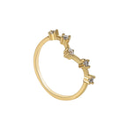 R0130 Ornament V Zirconia Inlaid Ring Simple Layered Wear Women's Gold-Plated Accessory