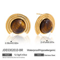 Tiger Eye Stone Earrings Ring — top view — jewelry finish and design detail
