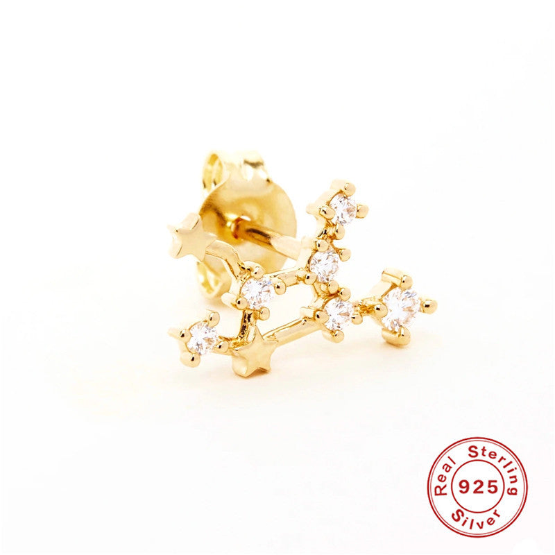Crystal-Set Star Stud 925 Sterling Silver Earrings — jewelry design view 11