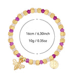 CYB0274 Bee Pendant Zircon Beaded Bohemian Chalcedony Bracelet