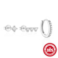 Classic 925 Sterling Silver Hoop Earring Set — design contour — alternate angle 2 — jewelry finish and design detail