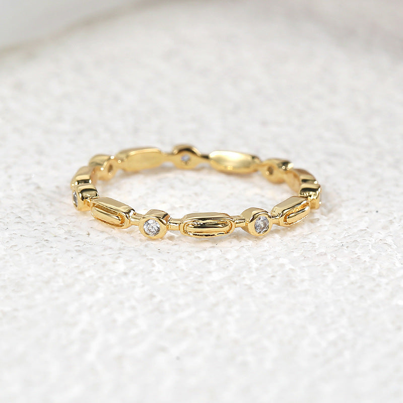 R0249 Simple Geometric Ring for Women Hollow Zircon Ring Fashion Women's Jewelry