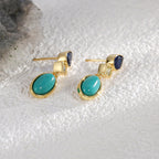 E0359 Korean Fashion Water Drop Blue Zircon Earrings for Women Simple Green Turquoise Earrings