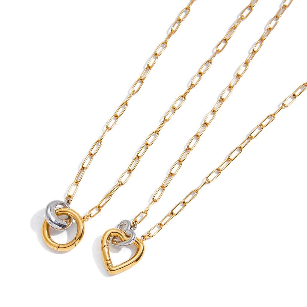 DIY Heart-shaped Necklace with Clasp for Women, Stainless Steel Collarbone Chain Jewelry