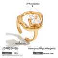 Cubic Zirconia Stainless Steel Ring in Gold-Plated — Contemporary Edit — jewelry detail — jewelry finish and design detail