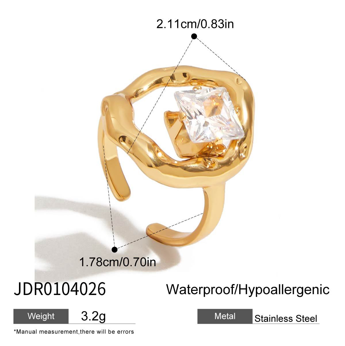 Zircon Ring Non-Fading Jewelry for Women Stainless Steel Accessories