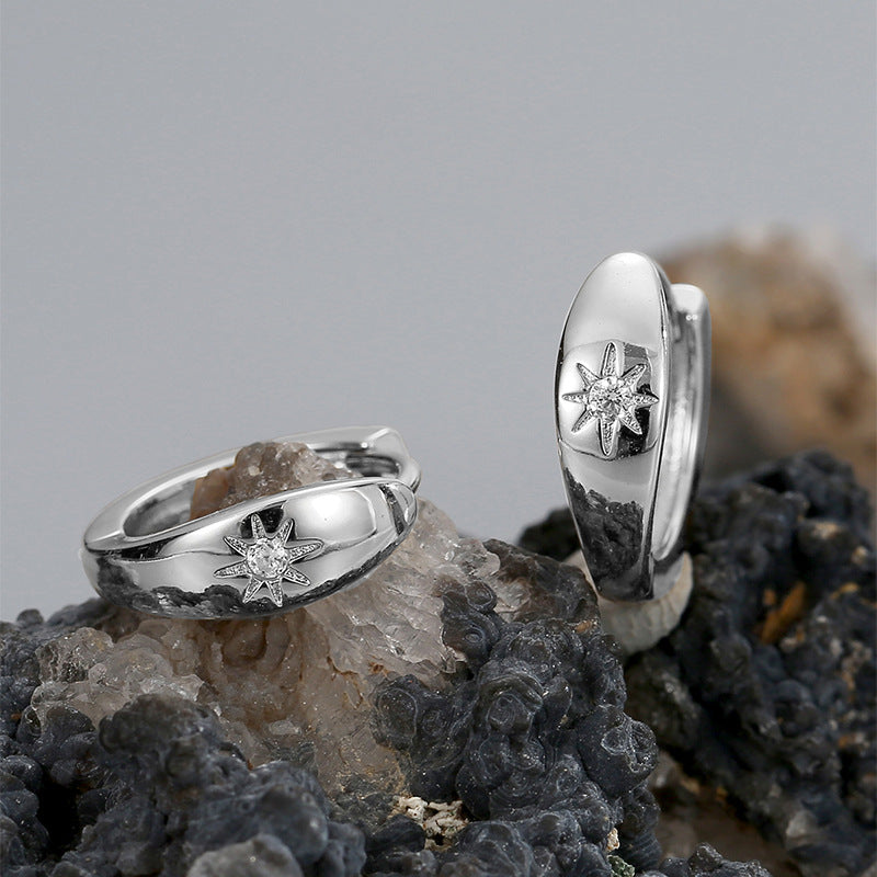 E0449 Fashionable Exquisite Earrings for Women, Minimalist Style, Smooth Surface, Sunlight Zirconia Inlaid Earrings