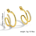 Exaggerated Circle Earrings for Women C Double Circle Diamond-Studded Earrings for Round Face Slimming Simple Jewelry