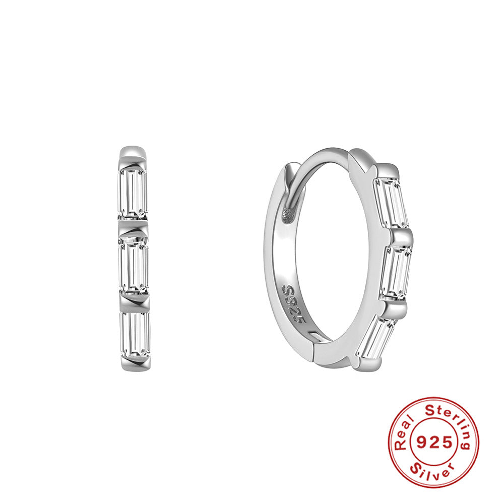 S925Sterling Silver Curved Wave Two-tone Diamond-studded Earrings Hoop Earrings Classic Hot-selling Trendy Ear Jewelry Earrings