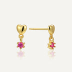 SE0025 S925Silver plating14K Cute Sweet Cool Style Earrings for Women Korean and Japanese Heart-Shaped Purple Zircon Earrings