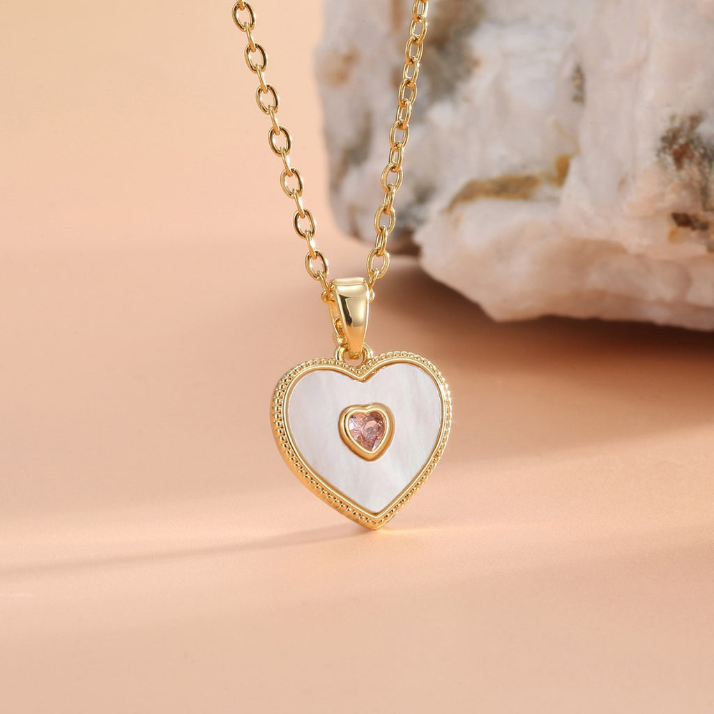 CYN0296 Heart Necklace Stainless Steel Pendant Collarbone Chain