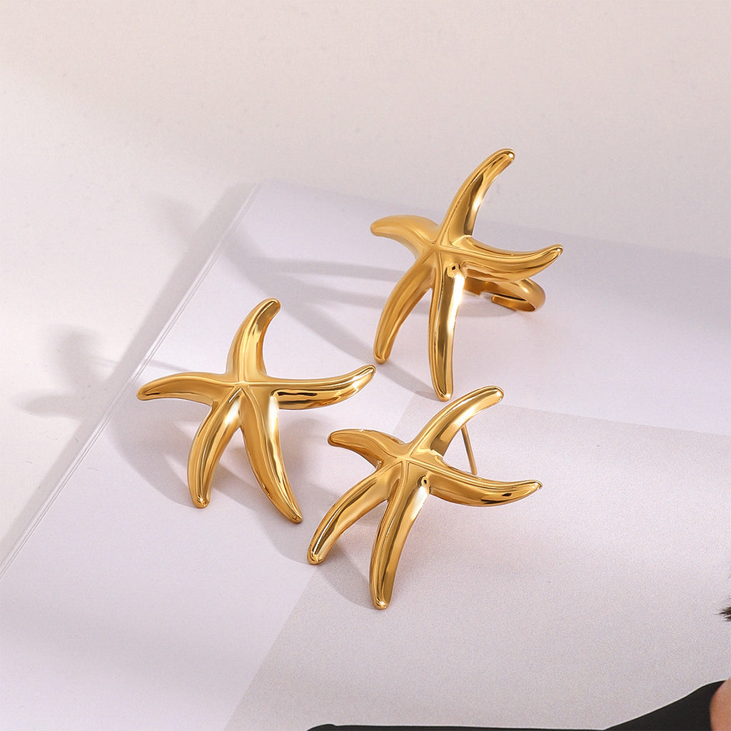 2H Stainless Steel Starfish Earrings Ocean Ring Jewelry earrings