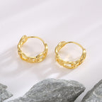 SE0044 S925Silver plating14K Gold Water Drop Shaped Lock Buckle Hip Hop Earrings Female Ear Jewelry