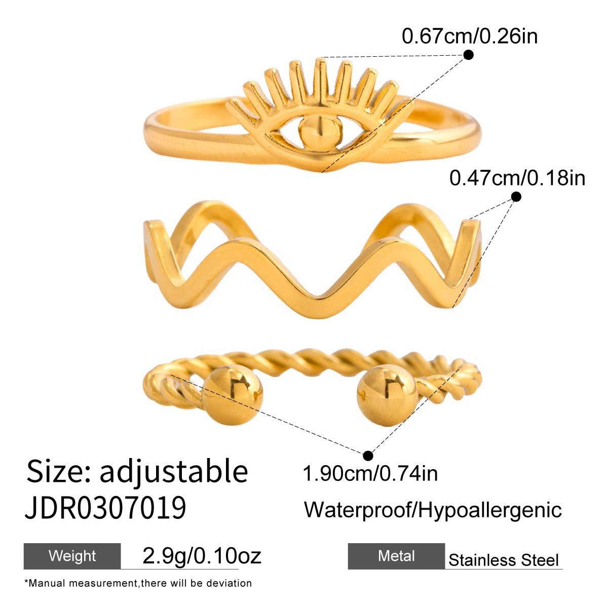 2H Devil's Eye Ring Stainless Steel Jewelry for Women Non-Fading