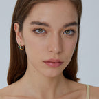 E0473 Fashion Simple Green Zircon Earrings for Women Micro Pave White Zircon Hoop Earrings