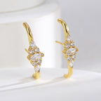 E0476 Fashion Brass Gold-Plated Modern Minimalist Style Earrings for Women with Zirconia
