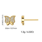 E0562 Small Country Style Bowknot Design Earrings for Women Copper Plated Real Gold Micro Inlaid Zircon Earrings