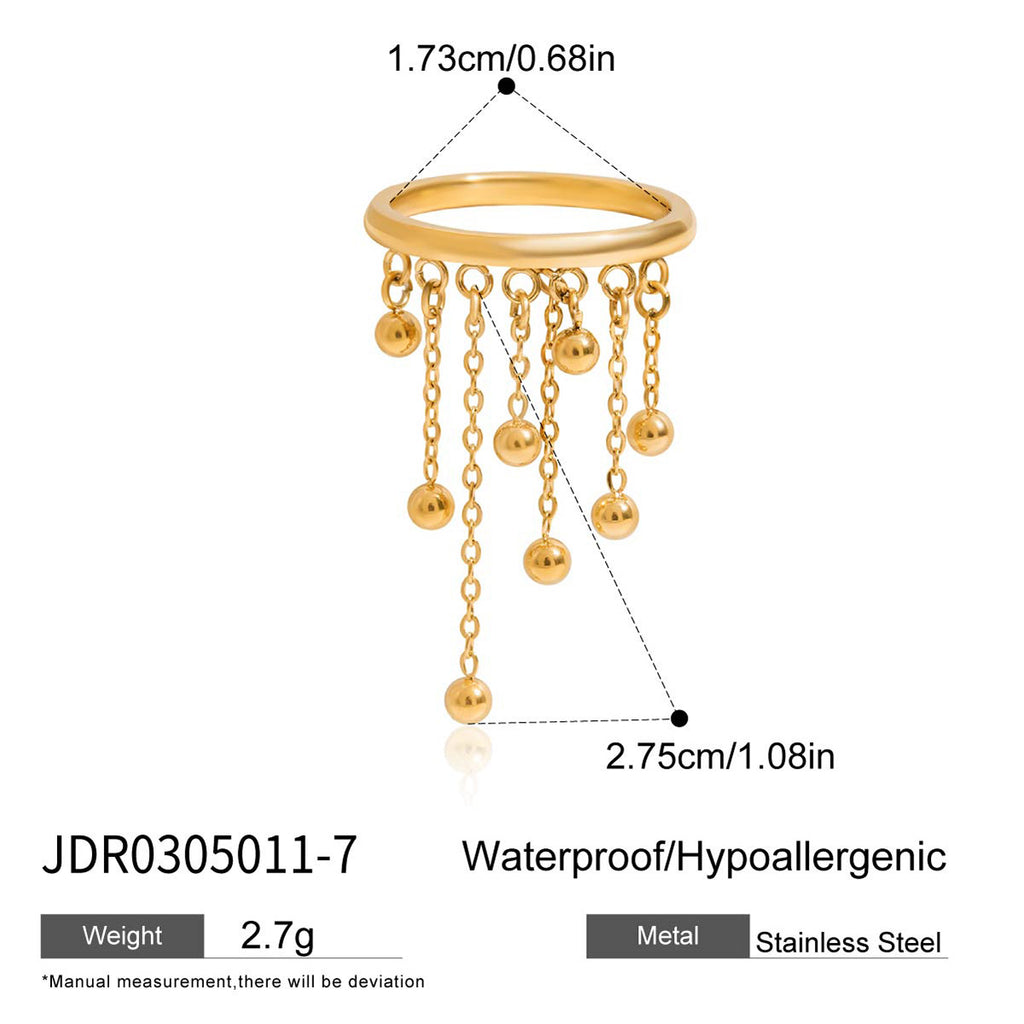 2H Tassel Ring Non-Fading Jewelry Stainless Steel Accessories for Women ring