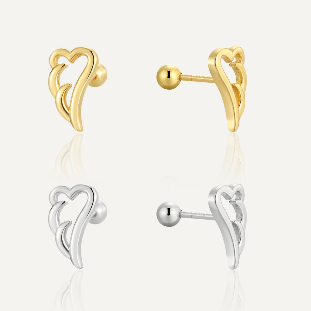 SE0187 S925Silver Angel Wings Earrings for Women Creative Design Sense Simple Cute Ear Jewelry