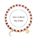 B0294 Crescent Moon Inlaid Zircon Beaded Fashion Bracelet