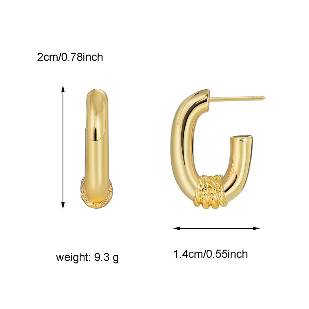 E0480 Korean Style Minimalist Knot Braided Smooth Minimalist Earrings for Women Modern Simple Style Earrings