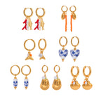 Stainless Steel Ceramic Pearl Earrings Vacation Design Sense Creative Stud Earrings Jewelry for Women